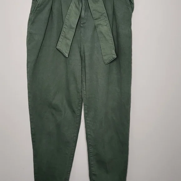 Sézane Paris Austin Cargo Green Paperbag Cut High Waisted Pant EU 44 / US 12 - Picture 2 of 16